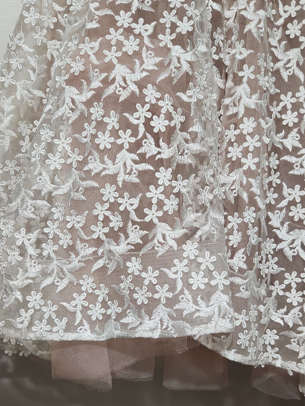 Nadine Merabi Floral Lace A-Line Mini Cocktail Debutante Dress White /Tan Sz XS - Picture 4 of 12